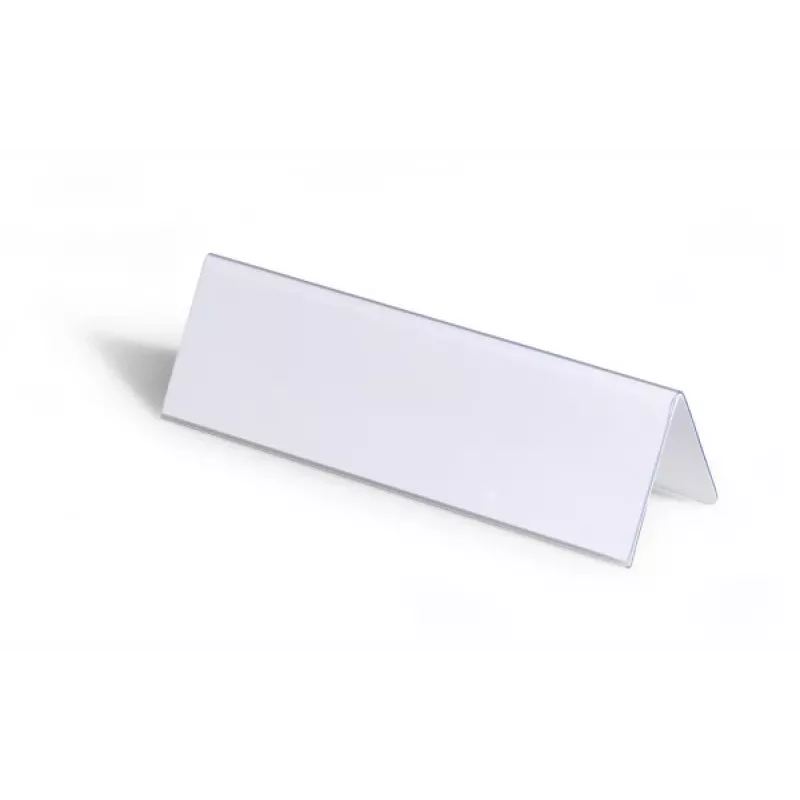 DURABLE VISIFIX® Portanombres de sobremesa 61/122x210 mm, PVC transparente, pack de 25 (805219)
