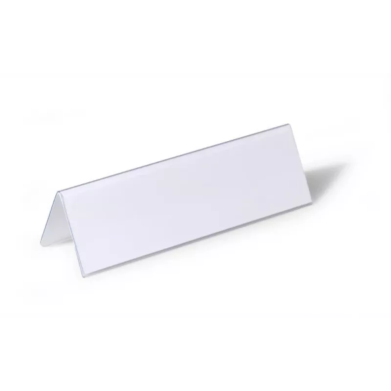 DURABLE VISIFIX® Portanombres de sobremesa 61/122x210 mm, PVC transparente, pack de 25 (805219)