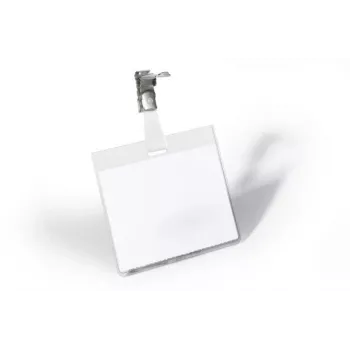 DURABLE VISITOR Porta placas de identificación 90 x 60 mm con pinza giratoria, transparente, 25 unidades (800319)