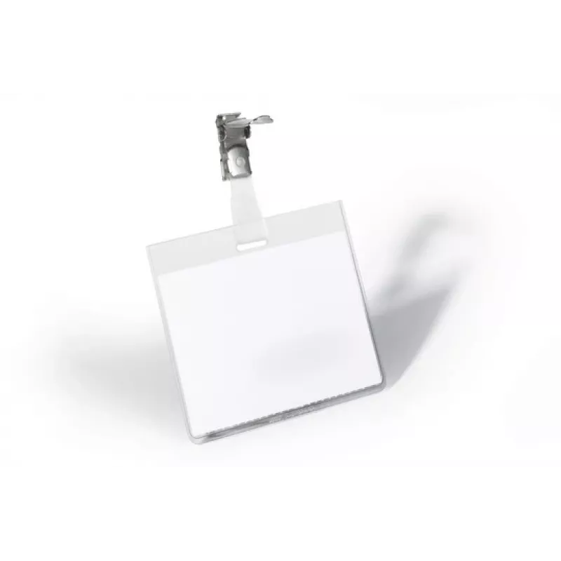 DURABLE VISITOR Porta placas de identificación 90 x 60 mm con pinza giratoria, transparente, 25 unidades (800319)
