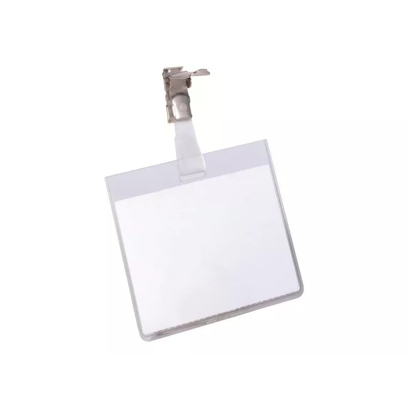 DURABLE VISITOR Porta placas de identificación 90 x 60 mm con pinza giratoria, transparente, 25 unidades (800319)