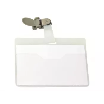 DURABLE VISITOR Porta placas de identificación 90 x 60 mm con pinza giratoria, transparente, 25 unidades (800319)