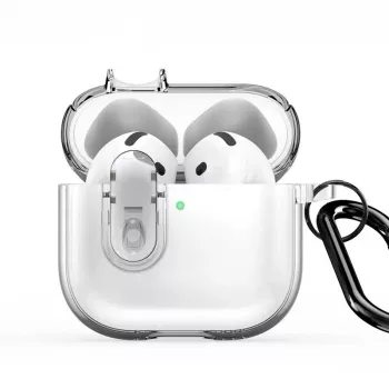 Dux Ducis Funda PECL Series PC+TPU con gancho para Apple AirPods 4 Clear