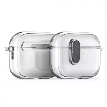 Funda Dux Ducis PECL Series de PC+TPU con gancho para Apple AirPods Pro 3 negra transparente