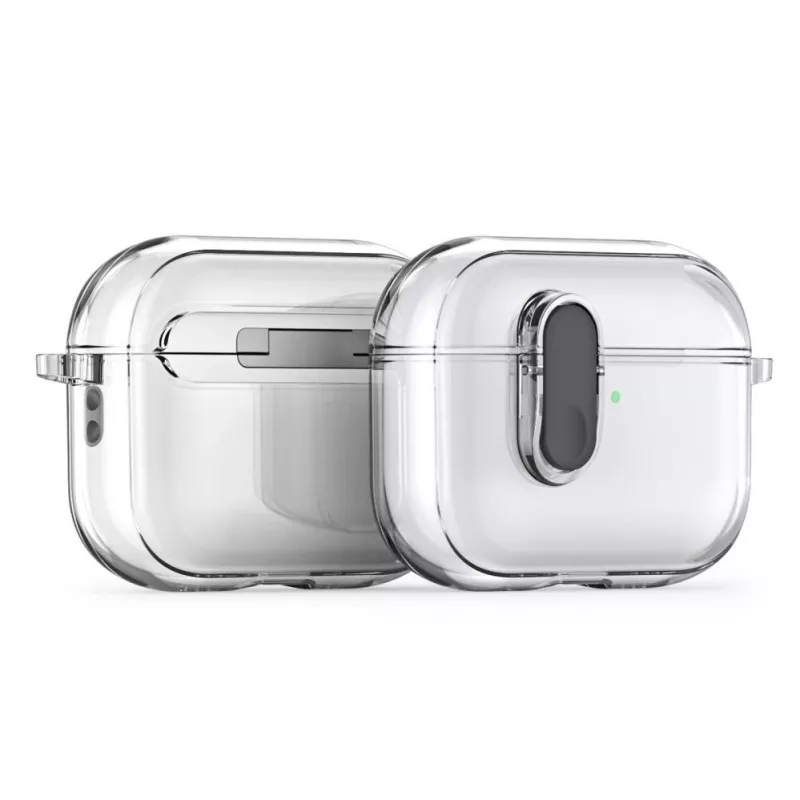 Funda Dux Ducis PECL Series de PC+TPU con gancho para Apple AirPods Pro 3 negra transparente