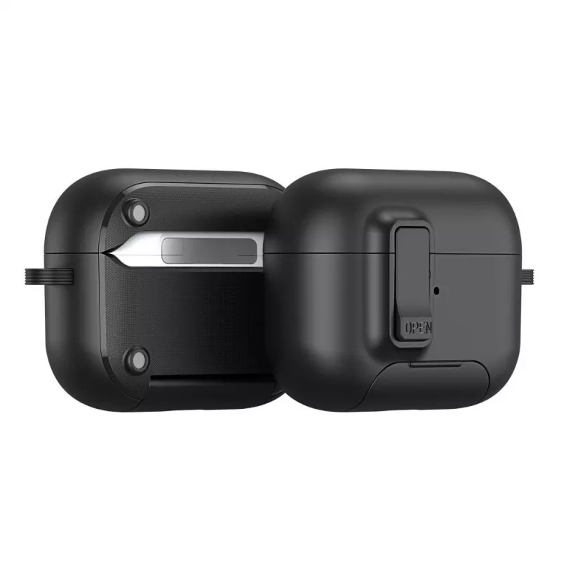 Dux Ducis Apple AirPods Pro 3 Funda PC+TPU Serie PECQ con gancho Negra