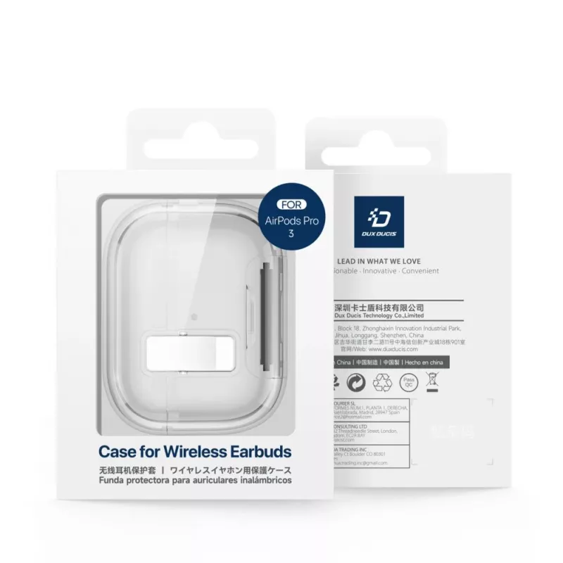 Dux Ducis Apple AirPods Pro 3 funda serie PECR de PC+TPU con gancho gris