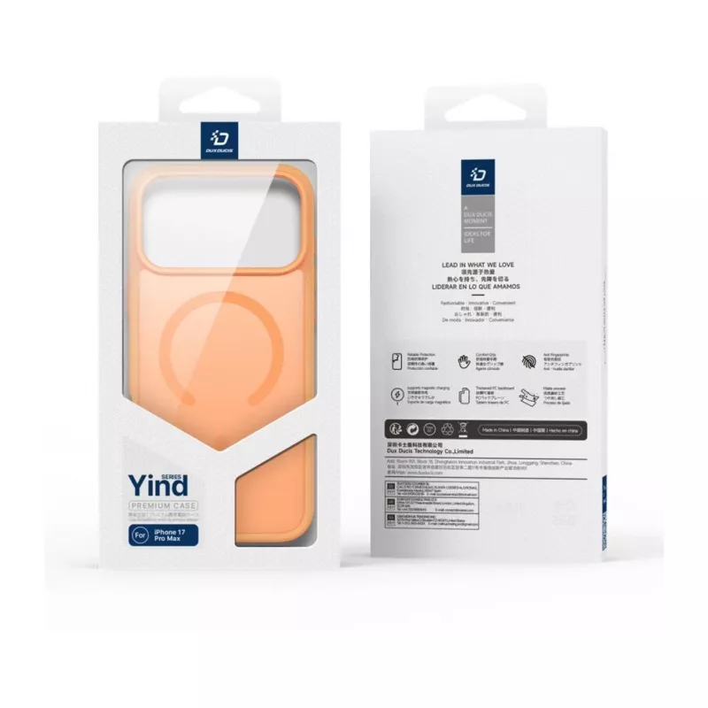 Dux Ducis Funda YIND PC+TPU con MagSafe para Apple iPhone 17 Pro Max naranja