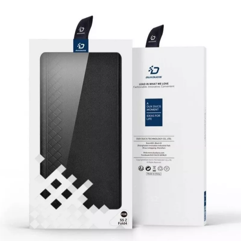 Dux Ducis Bril Series Funda tipo cartera con tapa para Samsung Galaxy Z Fold4, Negro, piel PU premium con soporte y compartimentos para tarjetas