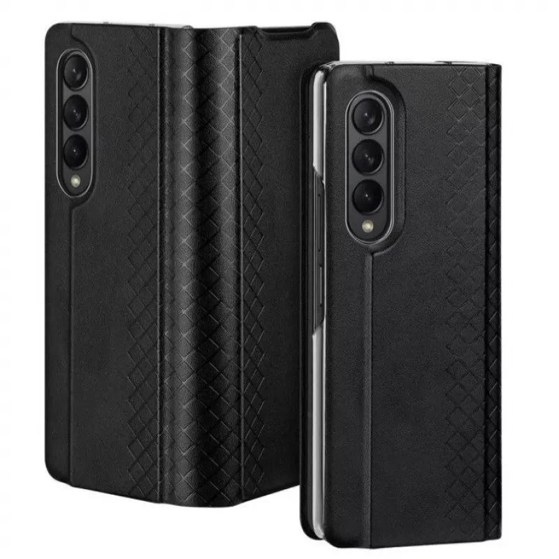 Dux Ducis Bril Series Funda tipo cartera con tapa para Samsung Galaxy Z Fold4, Negro, piel PU premium con soporte y compartimentos para tarjetas