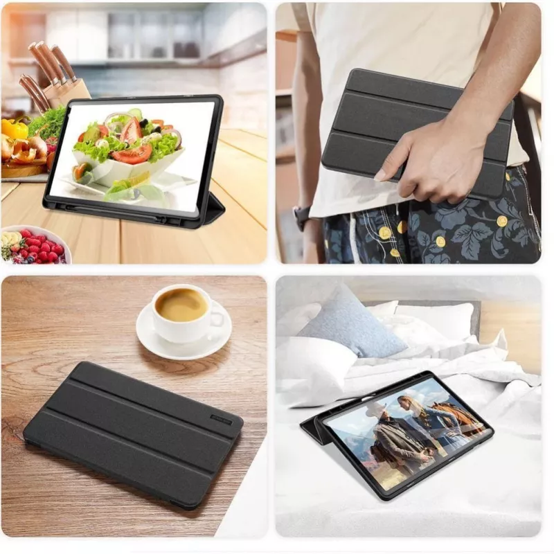 Funda plegable Dux Ducis Domo Series con almacenamiento para lápiz para Samsung Galaxy Tab S9 FE/S10 FE, negra