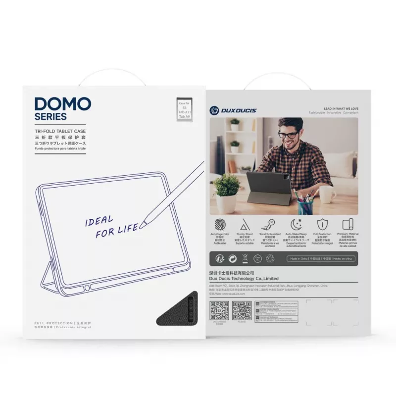 Dux Ducis funda para tablet Domo Series con soporte tríptico de piel PU para Samsung Galaxy Tab A9 / Tab A11, Azul