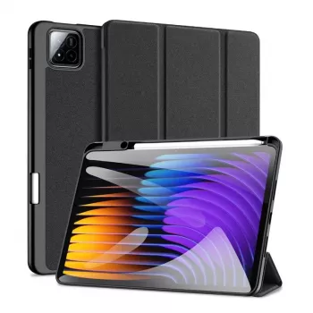 Dux Ducis Domo Series funda para tableta de piel sintética PU con soporte Tri-fold para Xiaomi Redmi Pad 7/7 Pro, negra