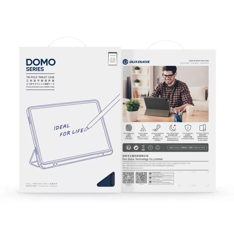 Dux Ducis Galaxy Tab A9 Plus / Tab A11 Plus funda para tablet Domo Series con soporte tri-fold de piel sintética azul