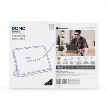 Dux Ducis Galaxy Tab A9 Plus / Tab A11 Plus funda tableta Domo Series tri-fold con soporte de piel PU negra