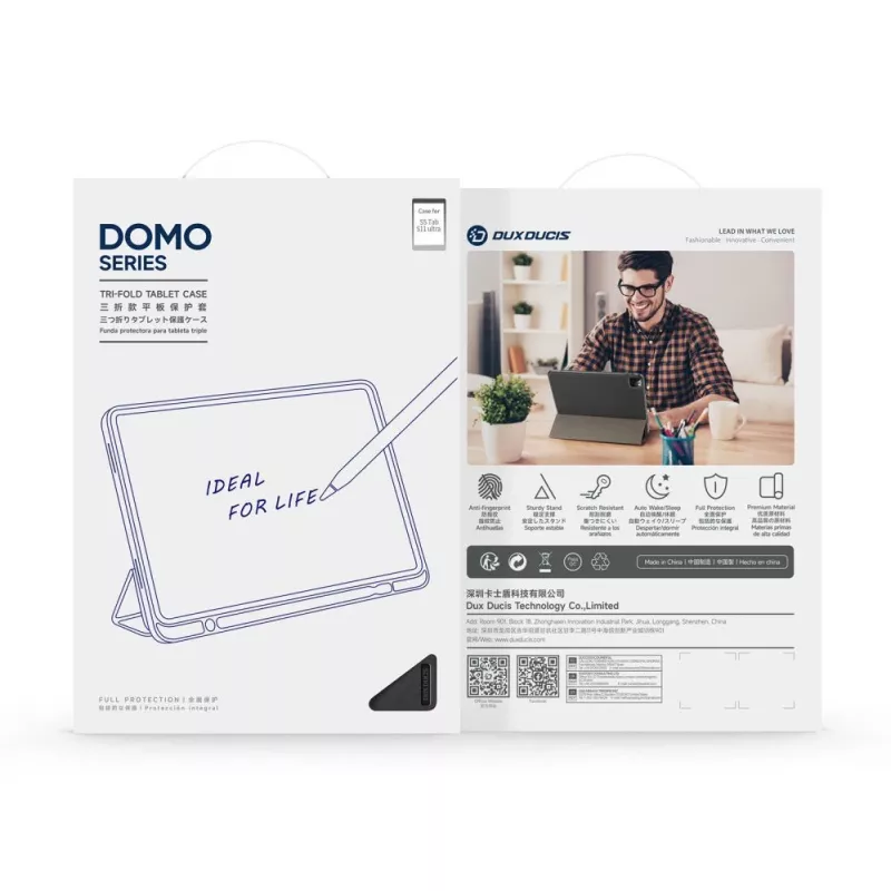 Dux Ducis Galaxy Tab S11 Ultra Domo Series funda para tablet tri-fold con soporte de piel sintética negra