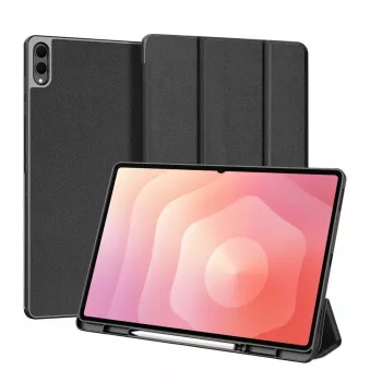 Dux Ducis Galaxy Tab S11 Ultra Domo Series funda para tablet tri-fold con soporte de piel sintética negra