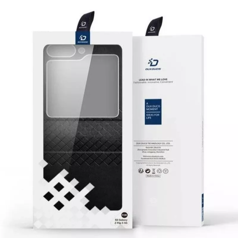 Dux Ducis Funda Tipo Cartera Flip de Piel para Galaxy Z Flip5 5G Negra