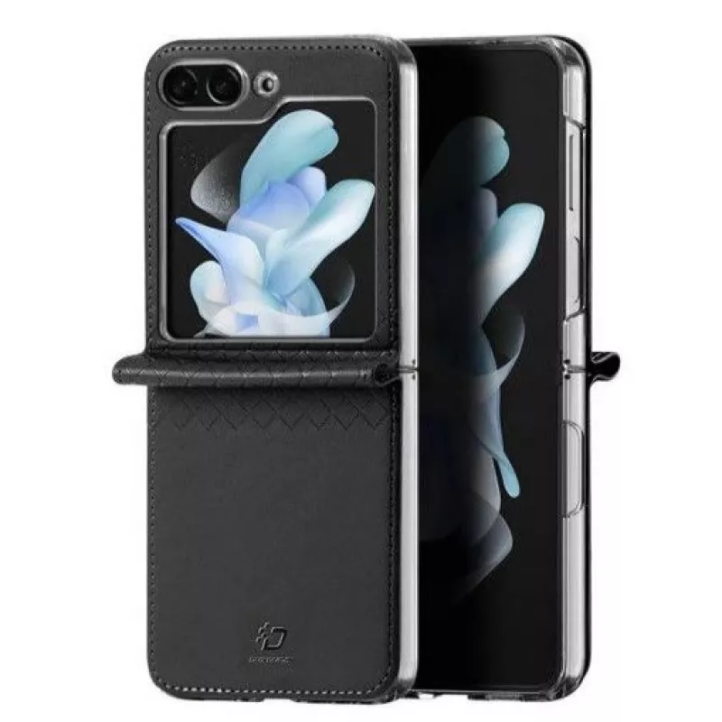 Dux Ducis Funda Tipo Cartera Flip de Piel para Galaxy Z Flip5 5G Negra