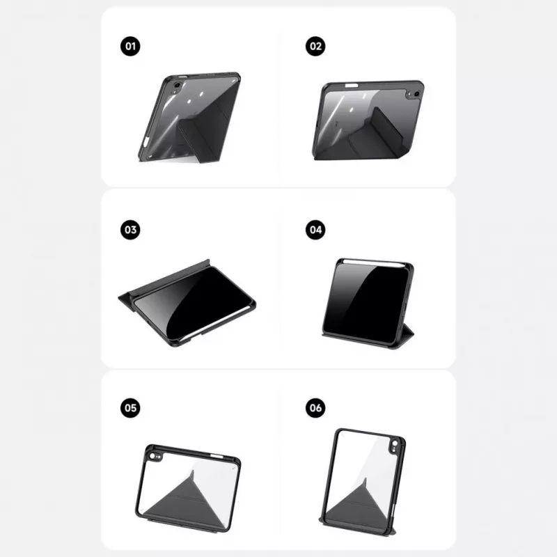 Dux Ducis Magi Case para iPad mini 6 (2021) Smart Cover con soporte y soporte para Apple Pencil - Negro