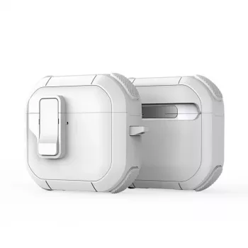 Dux Ducis Funda PC+TPU con gancho serie PECP para AirPods 4, Blanco
