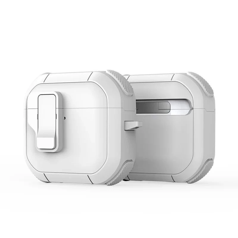 Dux Ducis Funda PC+TPU con gancho serie PECP para AirPods 4, Blanco