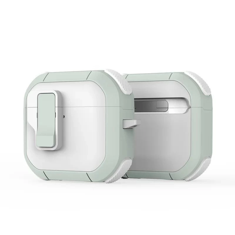 Dux Ducis PECP Series funda PC+TPU con gancho para AirPods 4, blanco verde