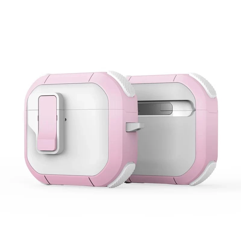 Dux Ducis PECP Series funda PC+TPU con gancho para AirPods 4, blanco rosa
