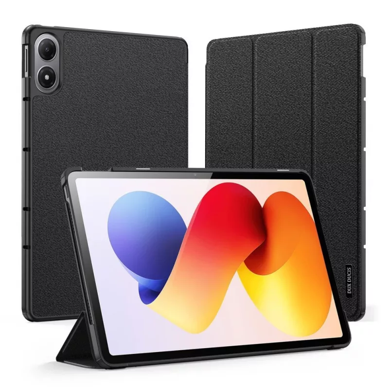 Dux Ducis Redmi Pad 2 Pro Domo Series funda para tablet tri-fold con soporte de piel sintética negra