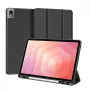 Dux Ducis Samsung Galaxy Tab S11 Domo Series funda para tableta de piel sintética PU con soporte de tres pliegues negra
