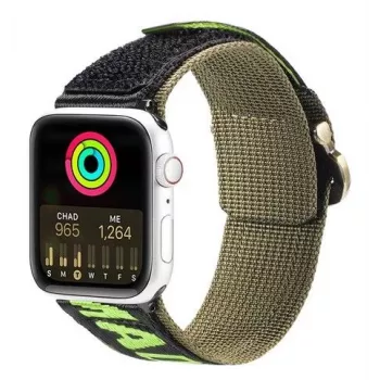 Correa Dux Ducis (versión outdoor) para Apple Watch Ultra, SE, 8, 7, 6, 5, 4, 3, 2, 1 (49, 45, 44, 42 mm) correa de nailon negra verde
