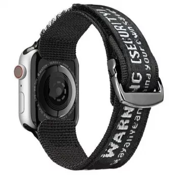 Dux Ducis correa (versión de exterior) para Apple Watch Ultra, SE, Series 8, 7, 6, 5, 4, 3, 2, 1 (49, 45, 44, 42 mm) correa de nailon negra plateada