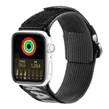 Dux Ducis correa (versión de exterior) para Apple Watch Ultra, SE, Series 8, 7, 6, 5, 4, 3, 2, 1 (49, 45, 44, 42 mm) correa de nailon negra plateada