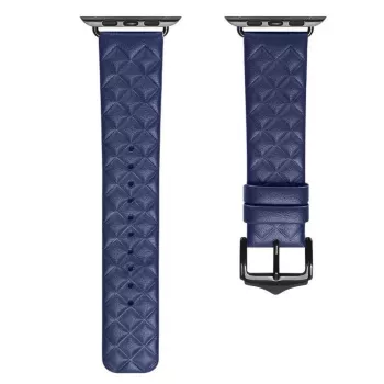 Dux Ducis Correa de piel Trap para Apple Watch 7/6/5/4/3/2/SE (45/44/42mm) Correa de piel auténtica Azul