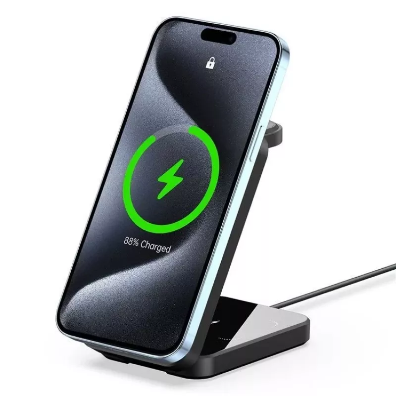 Duzzona W17 soporte cargador inalámbrico 3 en 1 con MagSafe 15W negro