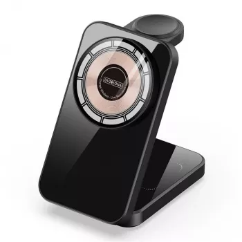 Duzzona W17 soporte cargador inalámbrico 3 en 1 con MagSafe 15W negro