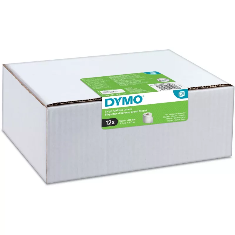 DYMO Authentic LabelWriter etiquetas de dirección grandes 36mm x 89mm transparentes, 2 rollos con 130 (260 etiquetas)