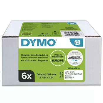 DYMO LabelWriter etiquetas de envío y de identificación, 54 x 101 mm, blancas, adhesivo permanente, 220 etiquetas por rollo