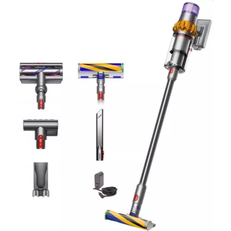 Aspirador de batería Dyson V15 Detect Absolute, acero inoxidable, 240AW, pantalla LCD, 60 min de autonomía