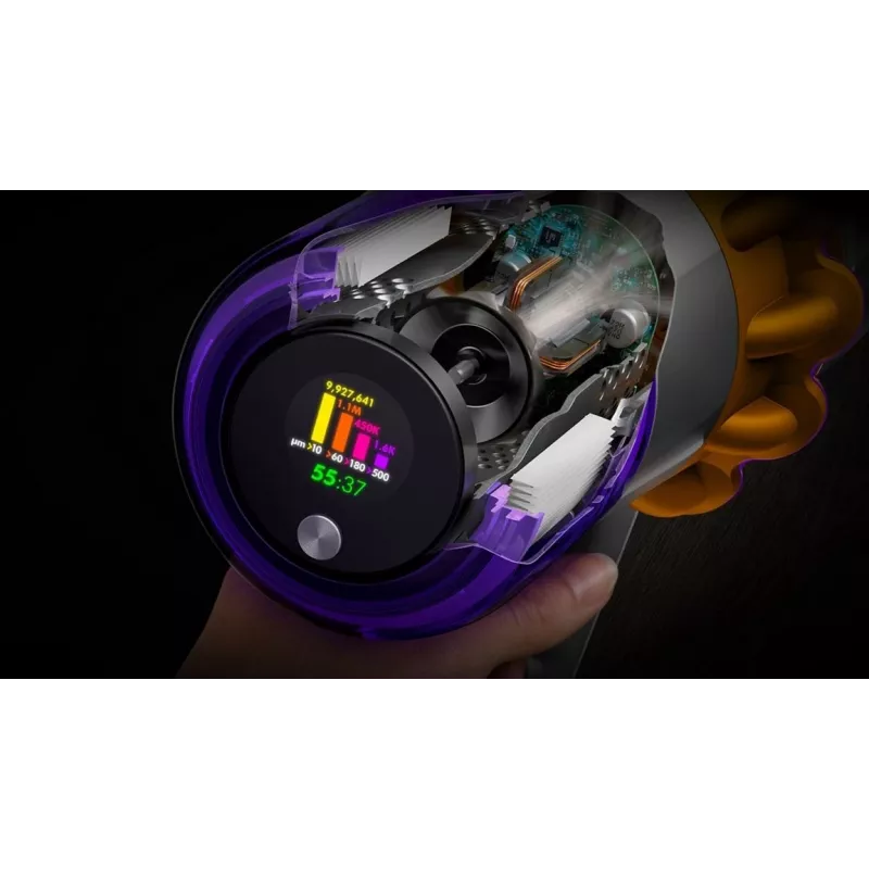Aspirador escoba 2 en 1 Dyson V15s Detect Submarine, en seco y en húmedo, sin bolsa, 0,77 L, Nickel/Amarillo