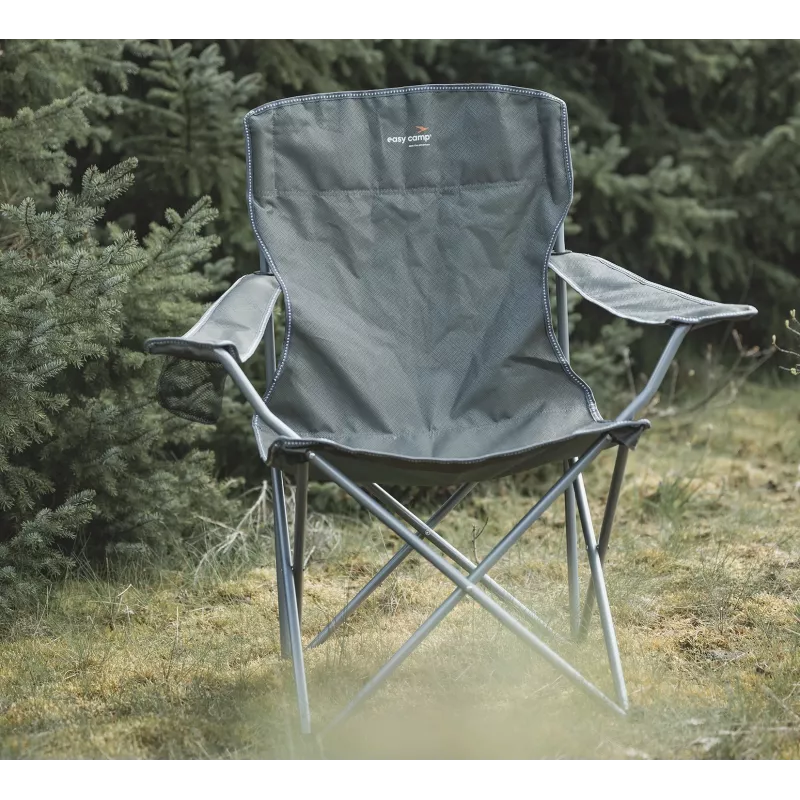 Easy Camp Spruce Silla de camping plegable con brazos - Gris oscuro, capacidad 110 kg
