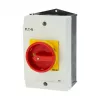 Eaton P1-25/I2/SVB/HI11 interruptor principal de 25 A y 3 polos con parada de emergencia, montaje en superficie, rojo/amarillo