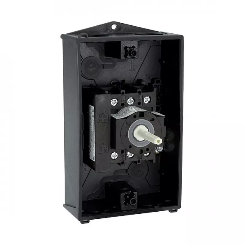 Eaton P1-25/I2/SVB/HI11 interruptor principal de 25 A y 3 polos con parada de emergencia, montaje en superficie, rojo/amarillo