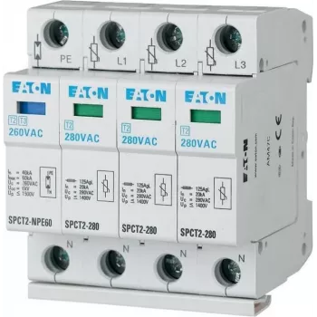 Eaton SPCT2-280-3+NPE Protector contra sobretensiones tipo 2 - 3P+NPE, 20kA, montaje en carril DIN