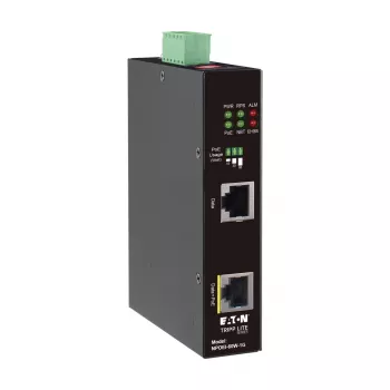 Eaton Tripp Lite Series inyector PoE++ Gigabit industrial, 60W, 802.3bt, Midspan, -40°C a 75°C, IP30, Dual 24-57VDC, carril DIN, 1 puerto, negro
