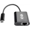 Adaptador Eaton Tripp Lite U436-06N-GB-C USB-C a Gigabit Ethernet con función de carga USB-C PD - Thunderbolt 3 - negro