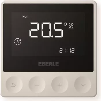 Eberle ATR 4800 AP Termostato horario programable para regulación de temperatura ambiente y de suelo, montaje en superficie, 230 V AC, 10 A, programa semanal, retroiluminación LCD, blanco puro 567194458600