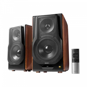 Edifier S3000MKII Altavoces de estantería inalámbricos premium 2.0, Marrón