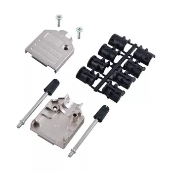EFB Electronic 29446.1V2 carcasa metálica D-Sub de 9 pines, plata de zamak, entrada de cable recta, tapa trasera apantallada EMI/RFI de 2 piezas