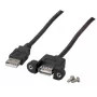 EFB-Elektronik Cable de extensión USB 2.0 A-A, conector hembra para panel, 1,0 m, negro, Classic
